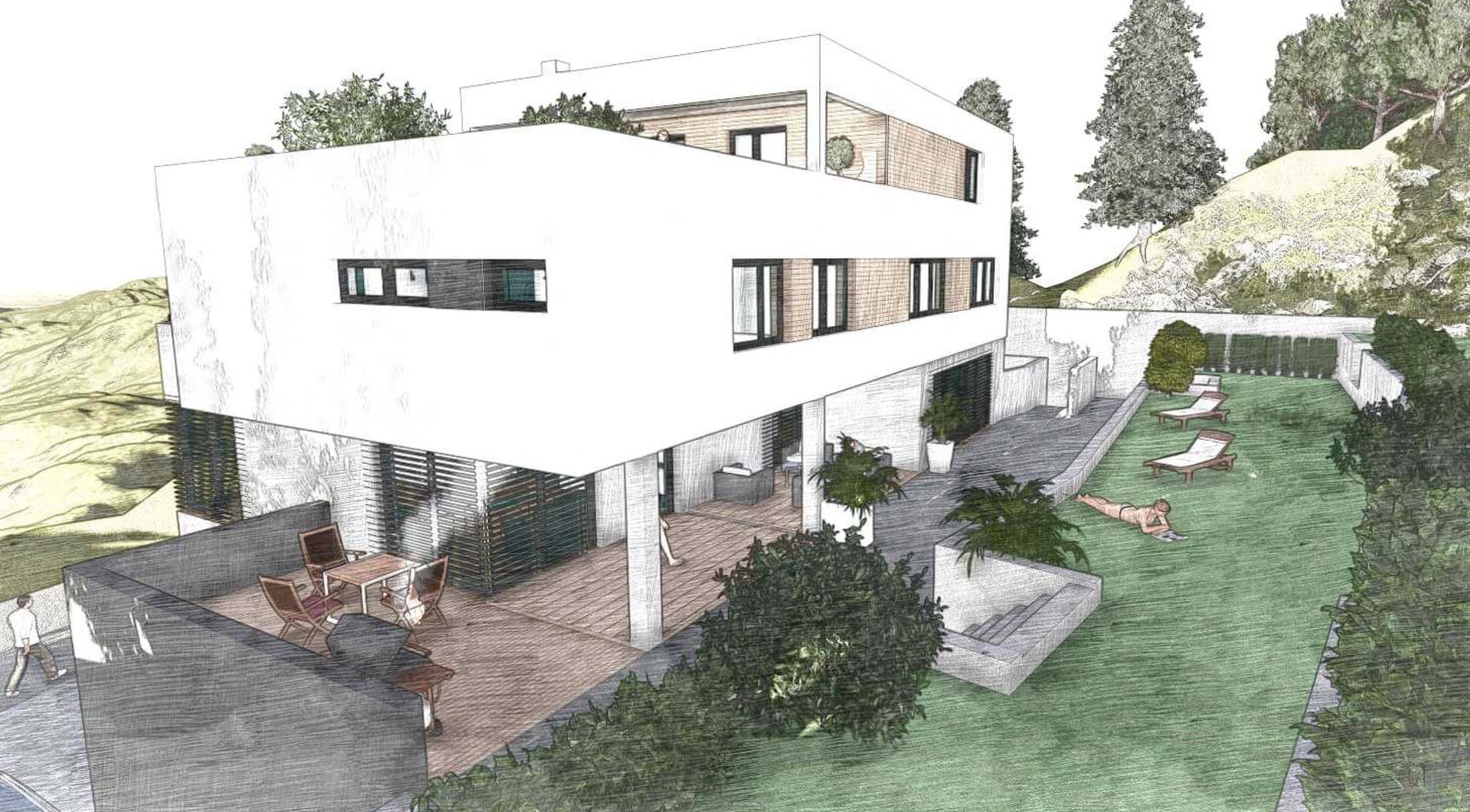 Wohnhaus mit Flachdach – Entwurfsstudie